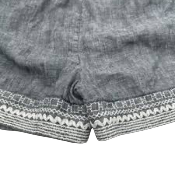 Sigrid Olsen Blue Linen Embroidered Shorts Size L Elastic Waist Boho Summer - Picture 12 of 16